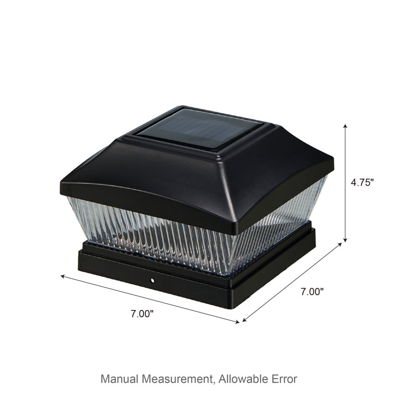 Black Low Voltage Solar Powered Integrated LED Fence Post Cap Light 6 In. X 6 In. Pack