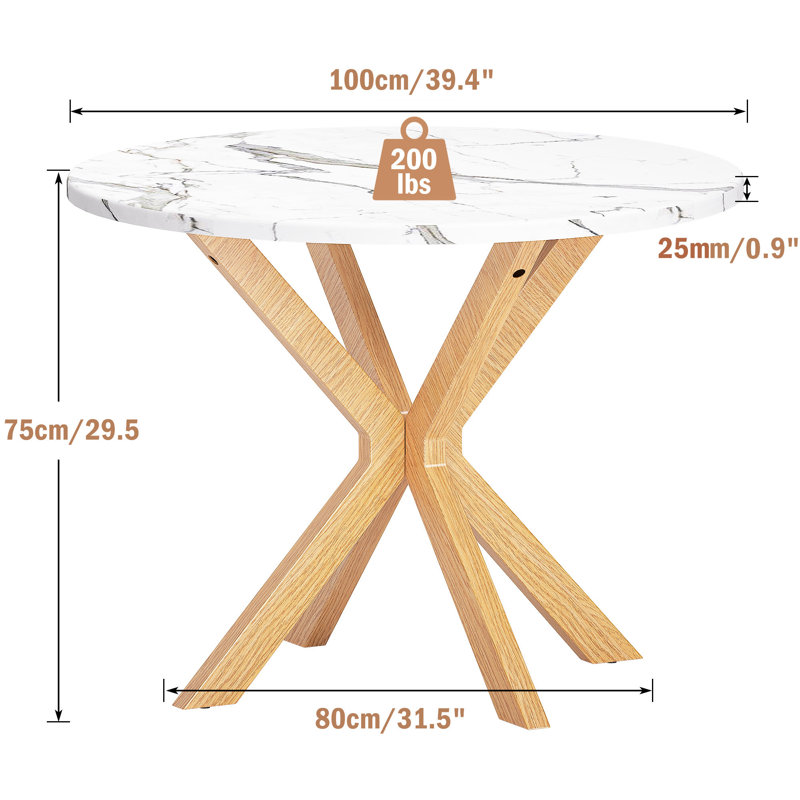 Breshia 40" Round Dining Room Table, Natural