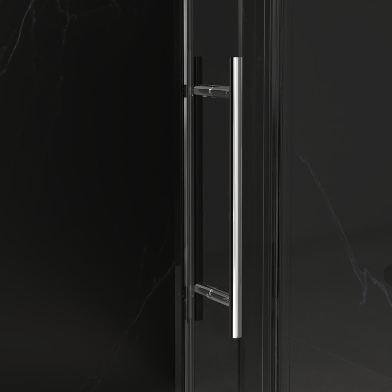 Porte de douche coulissante sans cadre de 56 à 60 po x H 72 po avec verre trempé de 5/16 po et revêtement facile à nettoyer