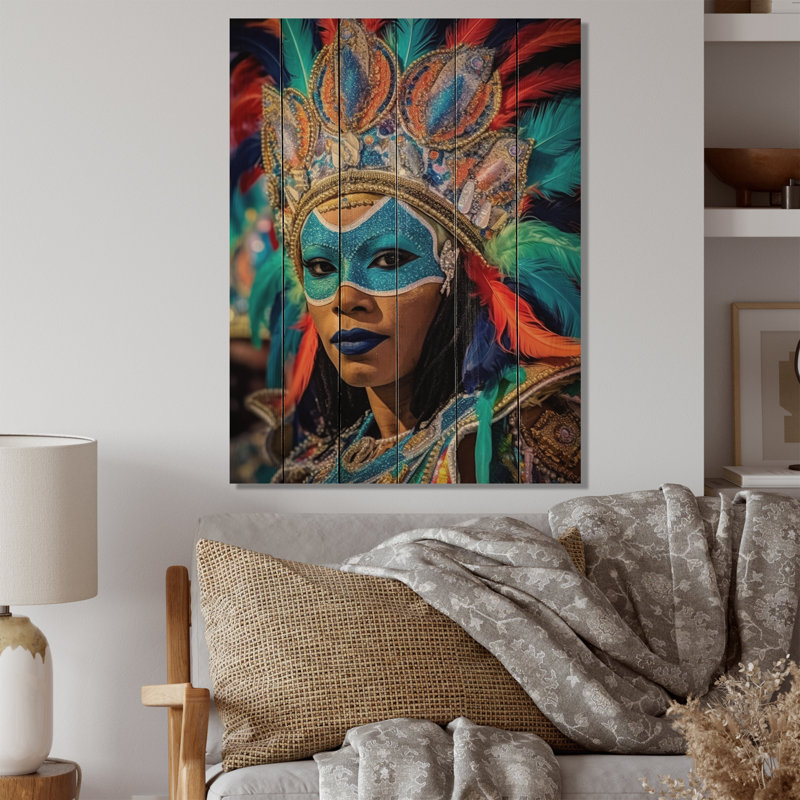 «New Orleans Mardi Gras Celebrations V» sur impression sur bois, H 40 po x l 30 po x P 0,78 po