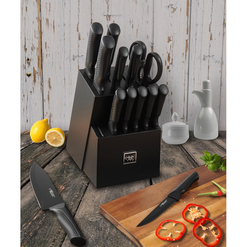 AIRPJ 14 Piece Stainless Steel Knife Block Set