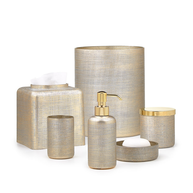 Woven Glass Toothbrush Holder, Silver/Gold