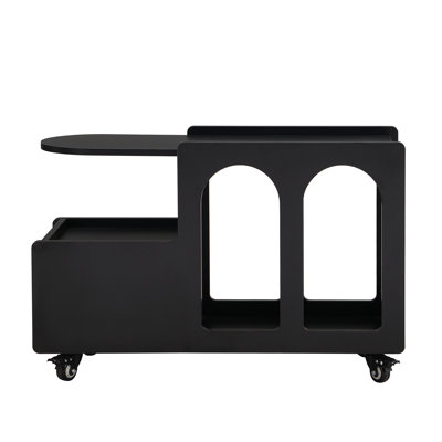 Table de bout mobile avec roues verrouillables, table d'appoint de style crème avec tiroir de rangement, table de chevet étroite de 11,8 pouces avec rangement multicouche, salon