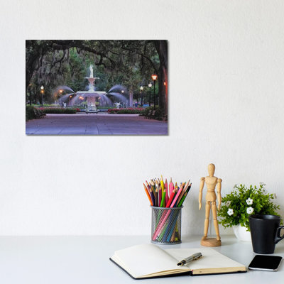 " View Of The Forsyth Park Fountain Through Spanish Moss Draped Oak Trees " by George Oze