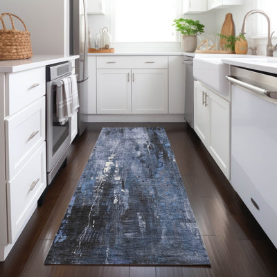 Machine Washable Indoor/Outdoor Cinead ACN1683 Blue Rug