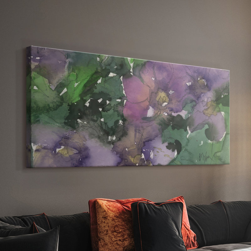 Langage des violettes I - Toile tendue avec châssis - Prêt à accrocher, H 20 po x l 40 po