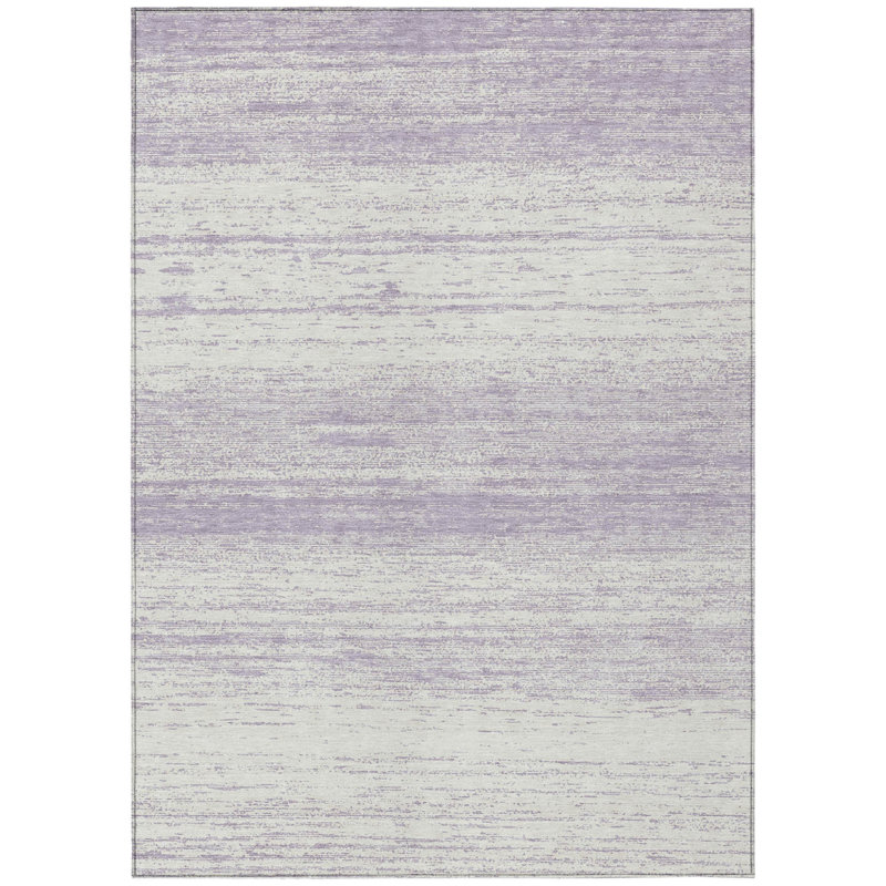 Tapis intérieur lavable rayé lavande et ivoire 10 pi x 14 pi