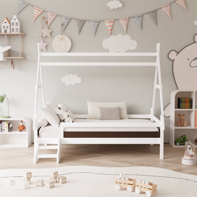 Lit plateforme simple avec structure triangulaire pour enfants