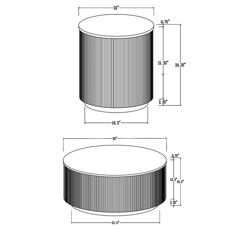 Ensemble de 3 tables basses et d'appoint rondes Jiya, dessus en marbre blanc, gris anthracite