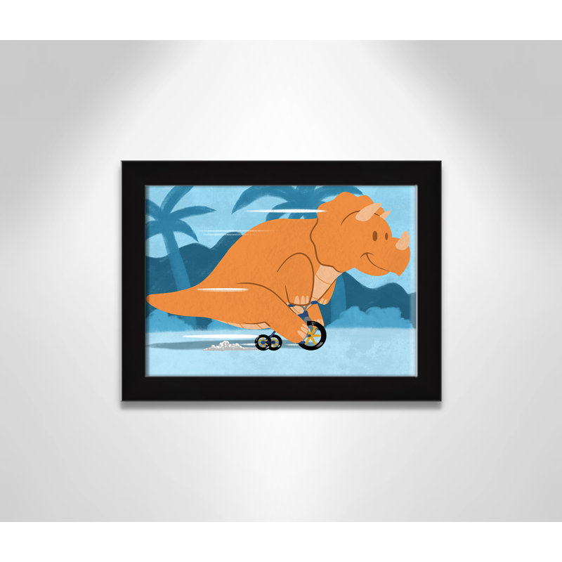«Riding Dino 2», impression sur papier, H 10 po x l 14 po x P 0,6 po, Encadré plat noir