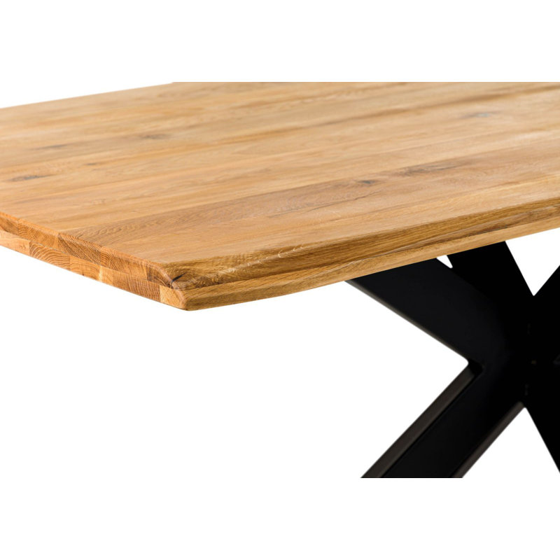 SEATTLE Solid Wood Top Metal Base Dining Table