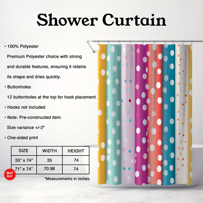 Dot Pattern - Premium Shower Curtain, 74"H x 71"W
