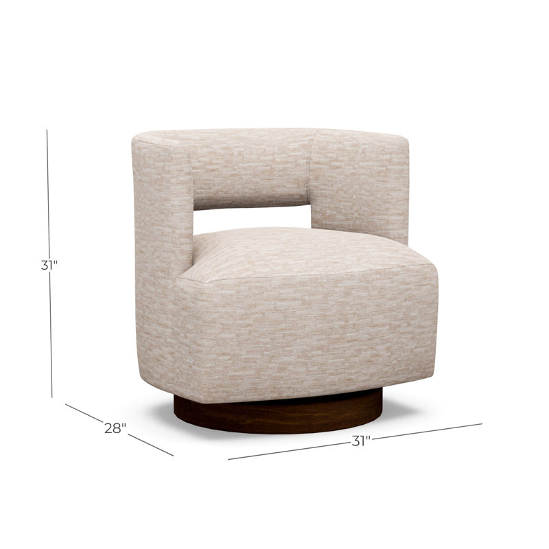 Crystle Swivel Barrel Chair, 8172-88, Walnut