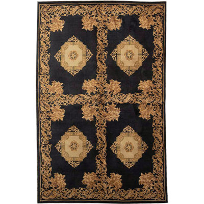 Hand-Knotted High-Quality Black Area Rug