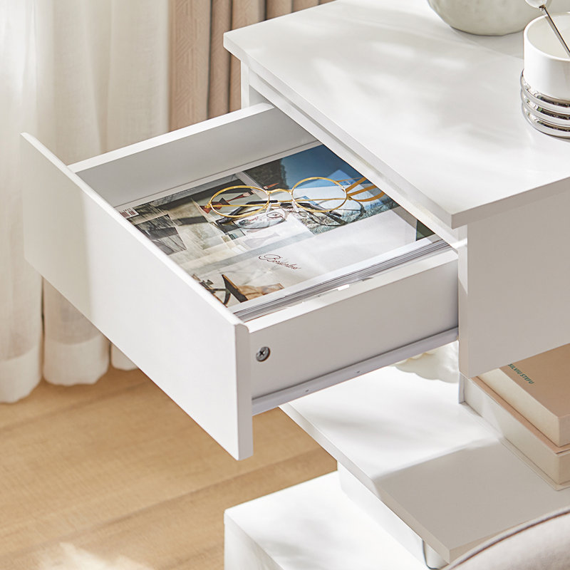 Irasville 39cm W Manufactured Wood Bedside Table, White