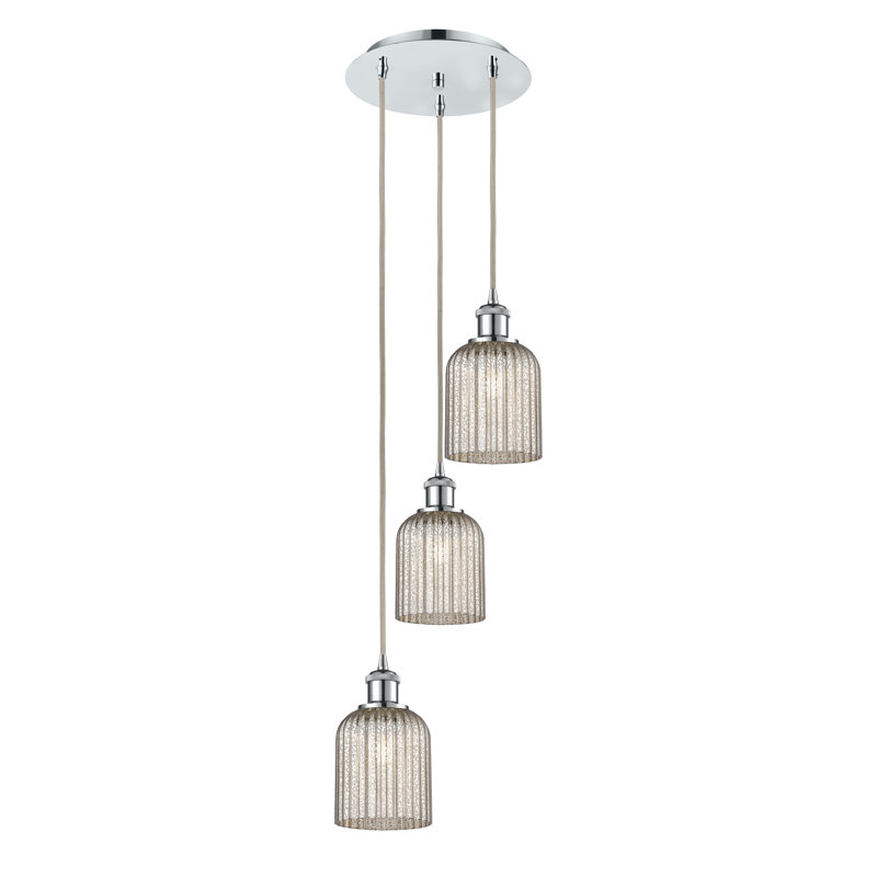 Luminaire suspendu en grappe à 3 lumières Fiennes, Chrome poli, Mercure