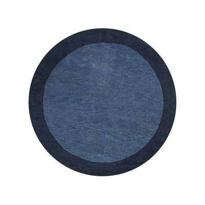 Helena Hand Tufted Wool Eco-Friendly Area Rugs - Round, Blue Color, Contemporary Modern Design, High Pile Thick Handmade Anti Skid Area Rugs for Living Room, Bed Room