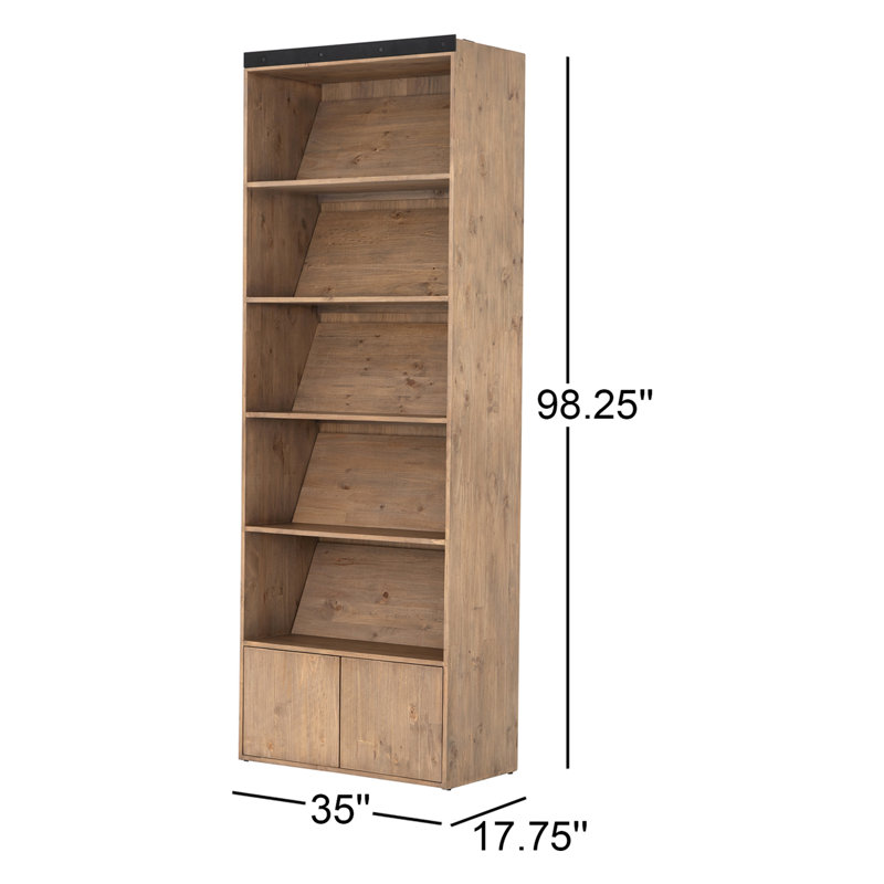 Bane Solid Wood Bookcase, Smoke Pine