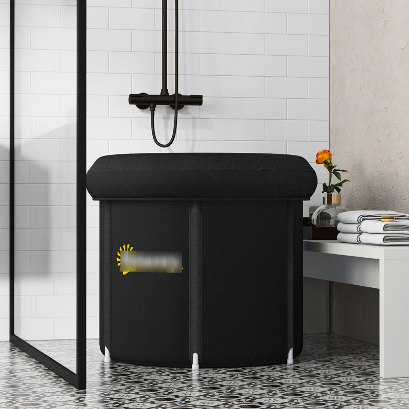 79 Gallon Portable Athletes' Ice Plunge Tub, With Cover And Carry Bag, Black Cold Bath