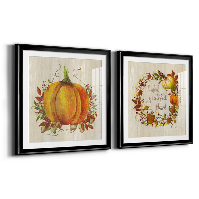 «Pumpkin In Fall», ensemble de 2 reproductions de cadres photo, H 30,5 po x l 61 po x P 1,5 po, Noir
