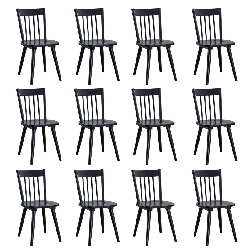 Nicholus 17.5" Wide Country Farmhouse Slat Back Wood Modern Dining Chairs, 12