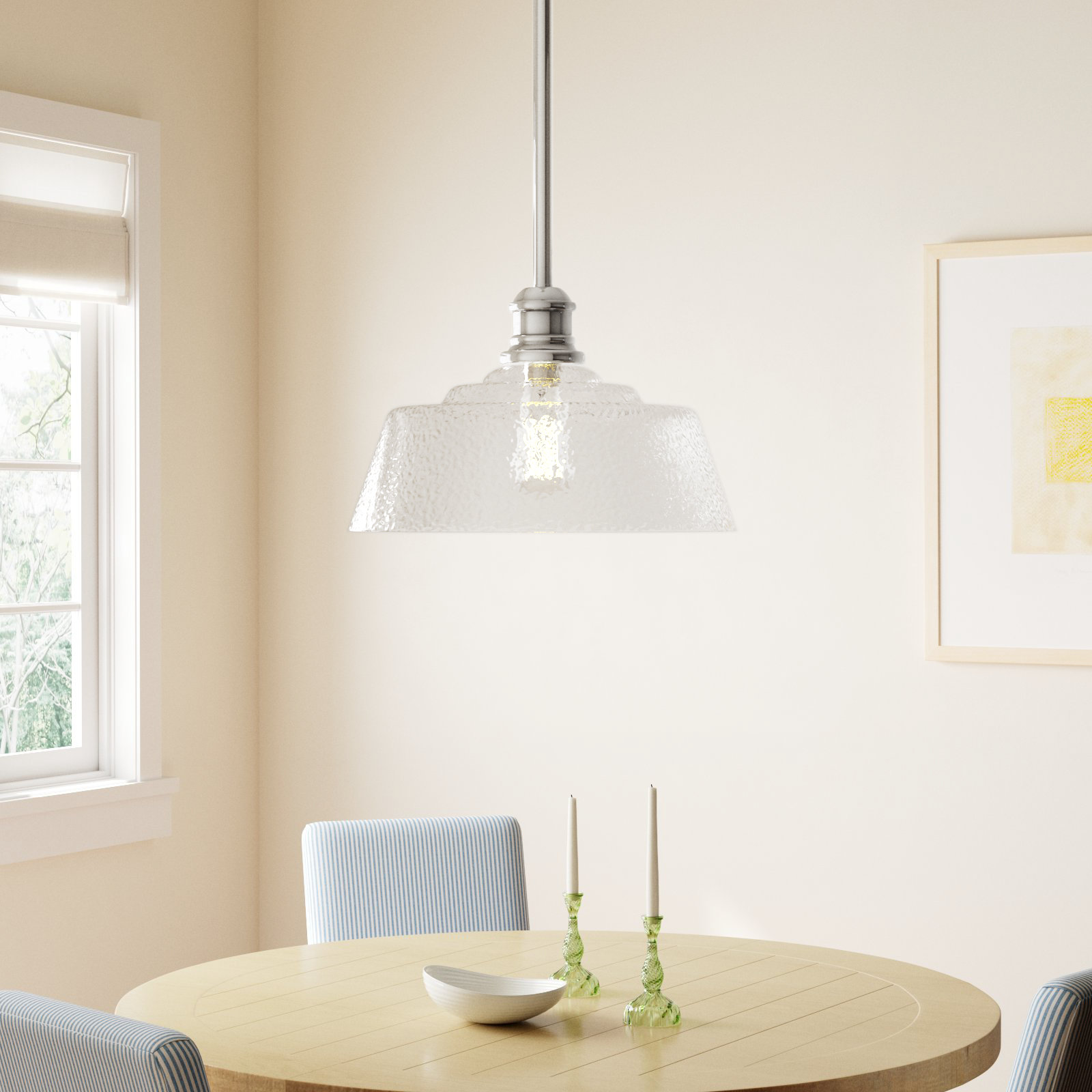 Lindholm Single Light Glass Dimmable Pendant, Polished Nickel