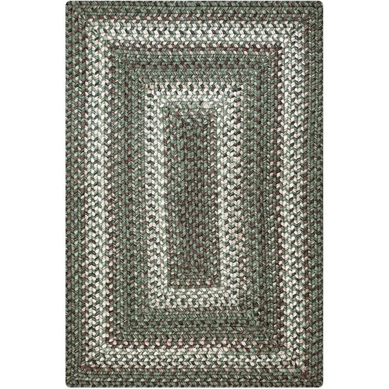 Grassland Green Braided 20" x 30" Rectangular Wool-Blend Rug