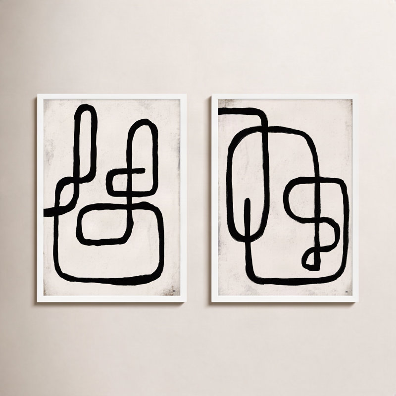 Linework Painting by StudioM, 20" H x 28" W x 1.25" D, White Framed Paper