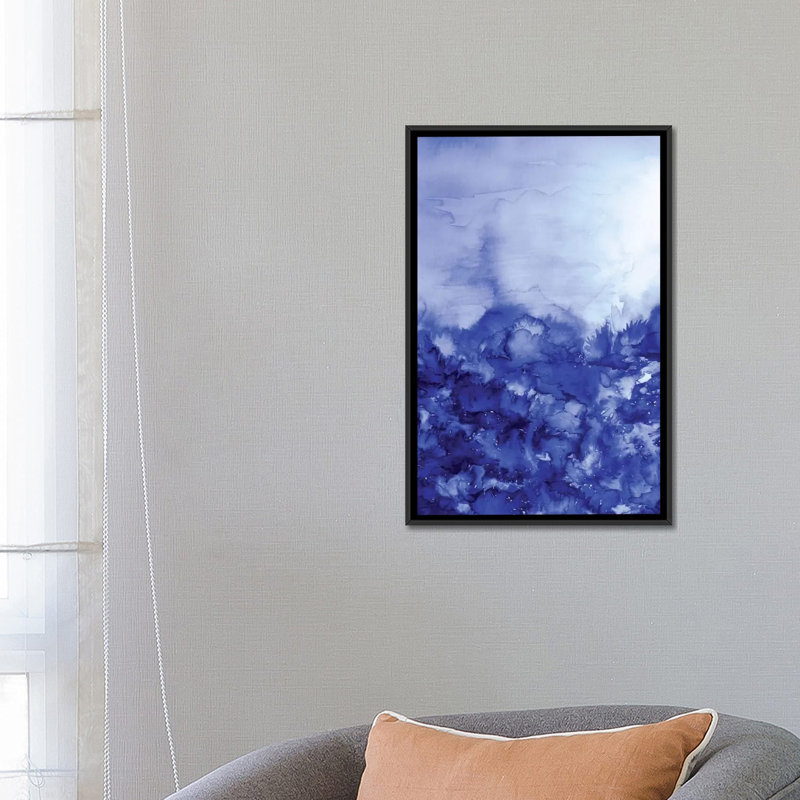 Into Eternity, reproduction d'art sur toile tendue en bleu indigo, Toile avec cadre noir, H 26 po x l 18 po x P 1,5 po