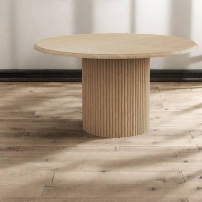 Durable Wooden Dining Table With Metal Base, Modern Farmhouse Style Kitchen Table