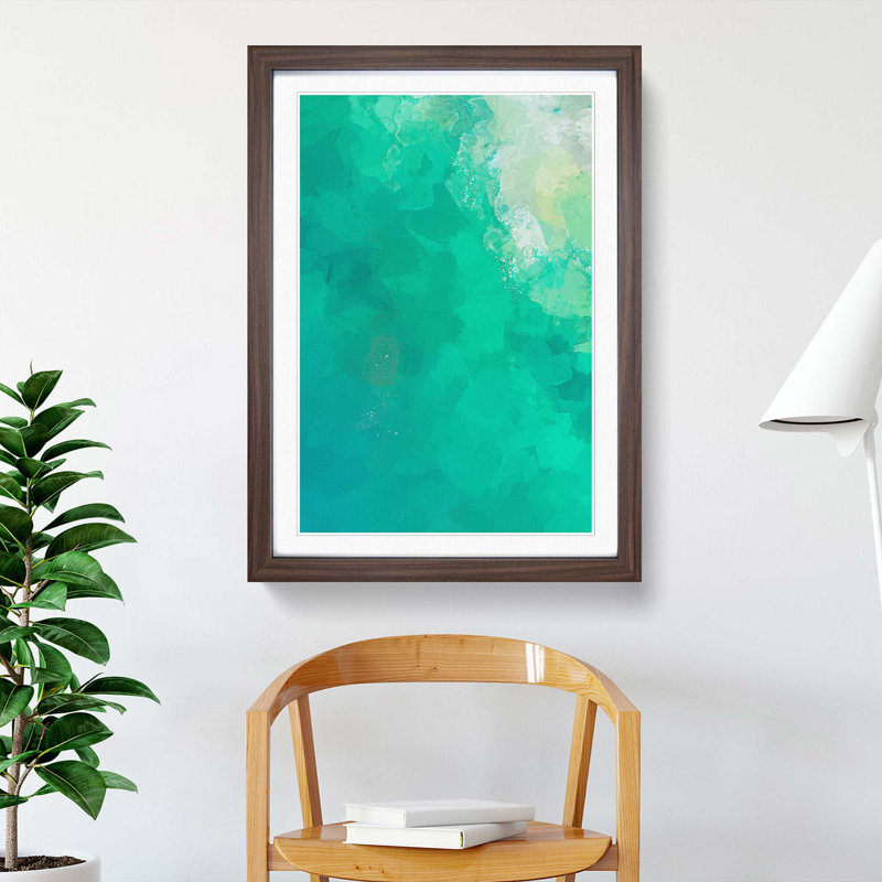 Green Ocean in Abstract - Picture Frame Graphic Art Print, Walnut Framed, 36cm H x 27cm W x 2cm D