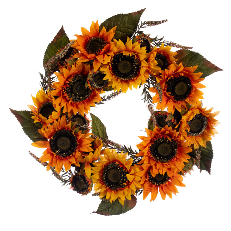 Faux Sunflower Polyester 24'' Wreath