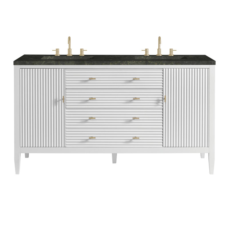Myrrin 60 in. Double Vanity, Bright White, Phantome Eclos, 8" Widespread