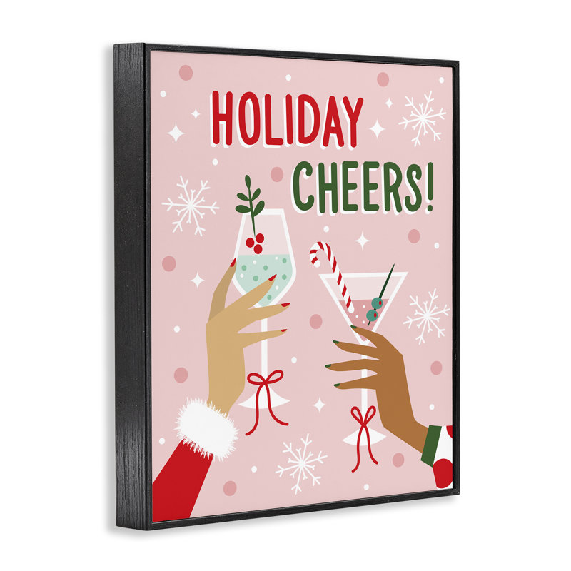 «Holiday Cheers», art giclée, par Ilis Avilés, H 20 po x l 16 po, Giclée encadrée noir minuit