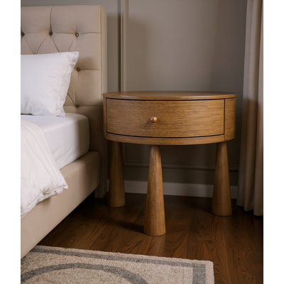 Table de chevet en placage d'acacia et bois massif Oasis