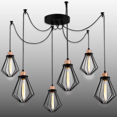 Adjustable Height Metal Body 6 Lights Chandelier