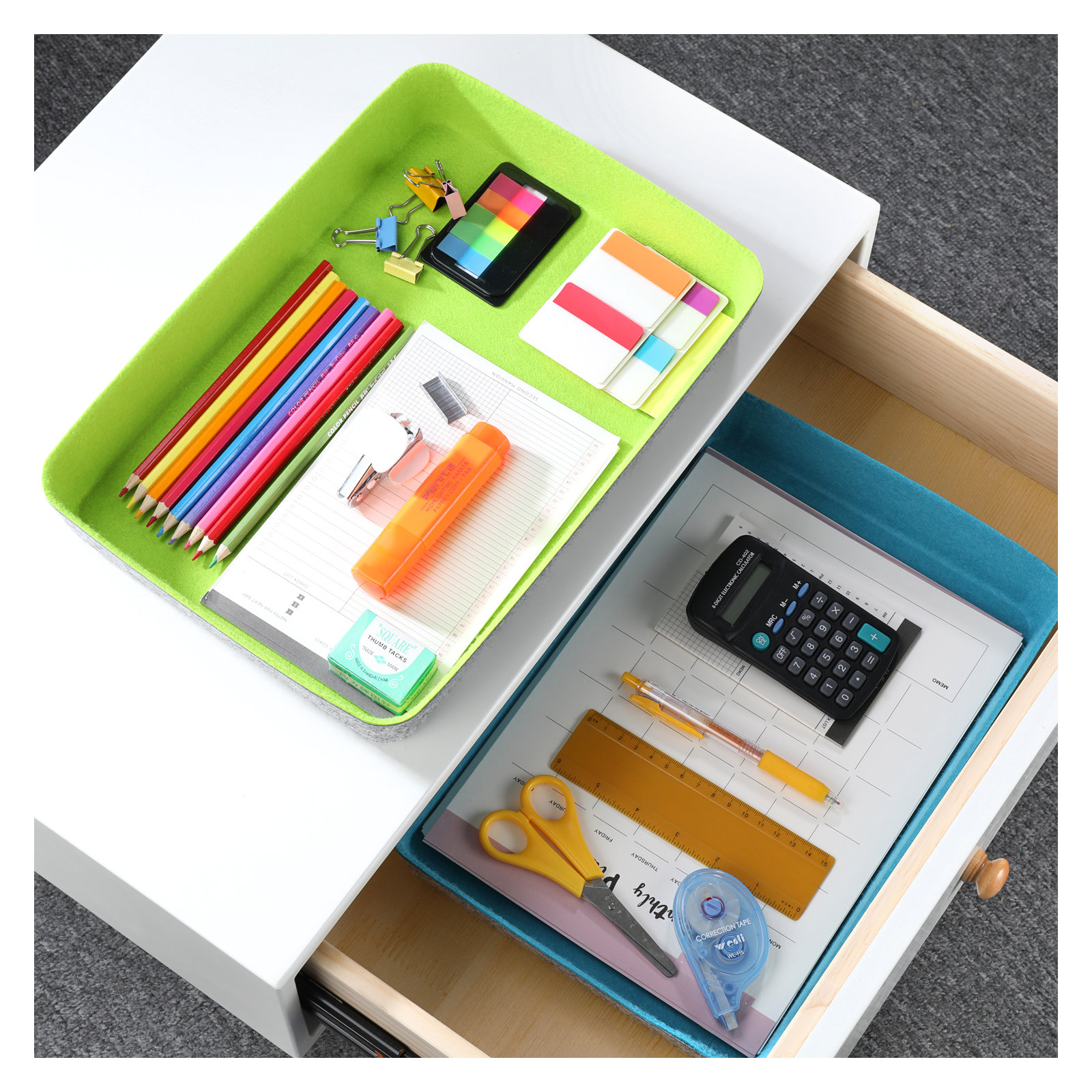 Office Desk Organizer Set, Green/Turquoise