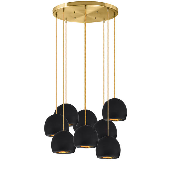 8 - Light Dimmable Dome Chandelier, 72" H x 24" W x 24" D, Brass, Matte Black/Brass