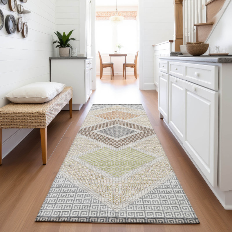 Tapis intérieur / extérieur lavable à la machine Xhevrie, Tapis de couloir 2 pi 3 po x 7 pi 6 po