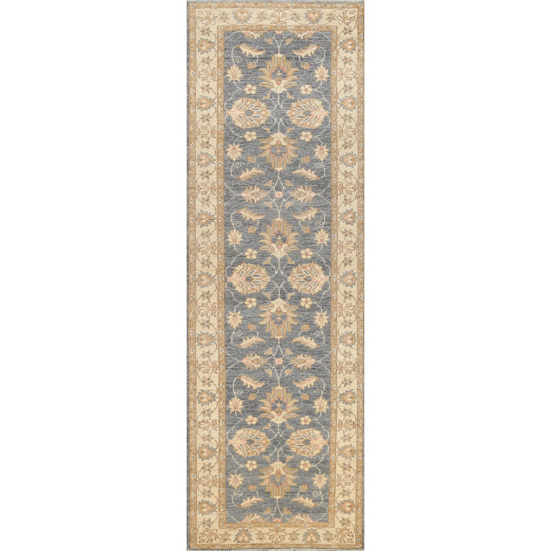 Tapis de couloir en laine noué à la main de conception unique 2 pi 8 po x 9 pi 8 po New Age