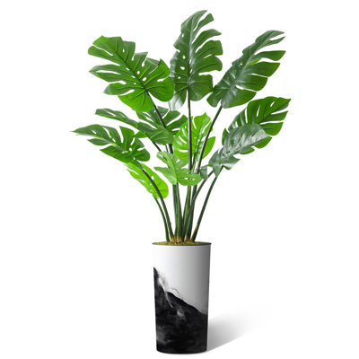 Artificial Tree In Modern Planter, Fake Monstera Silk Tree Home Decoration (Plant Pot Plus Tree)