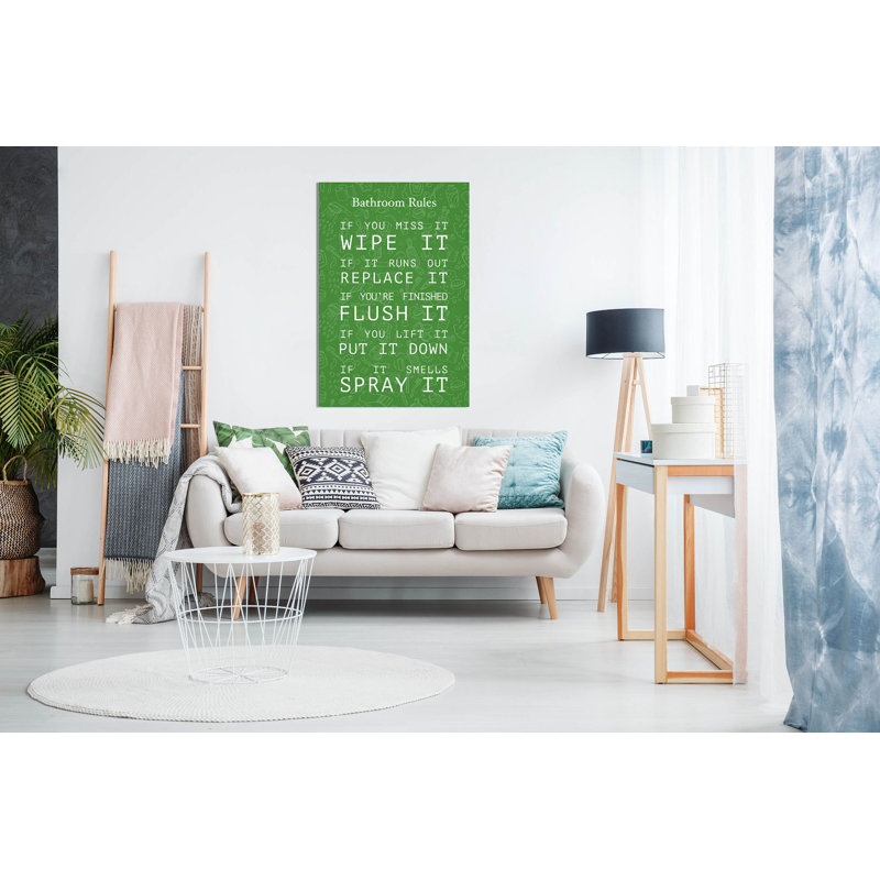 Bathroom Rules - Wrapped Canvas Print, 31cm H x 20cm W