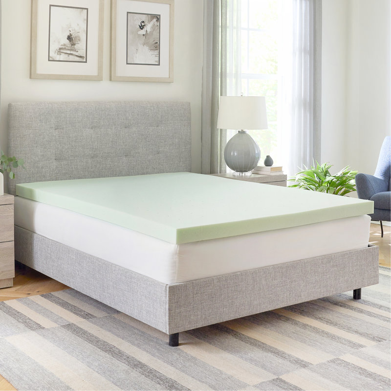 Surmatelas en mousse viscoélastique infusée de thé vert 3 pouces, Très grand californien