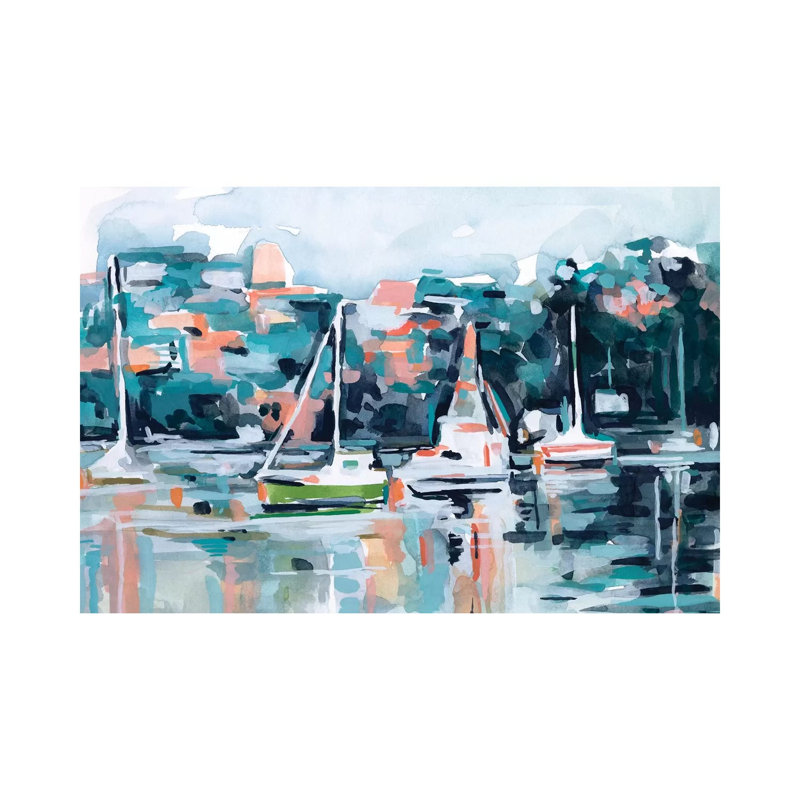 Watercolour Bay I by Emma Scarvey - Wrapped Canvas Painting, 20.32 cm H x 30.48 cm W