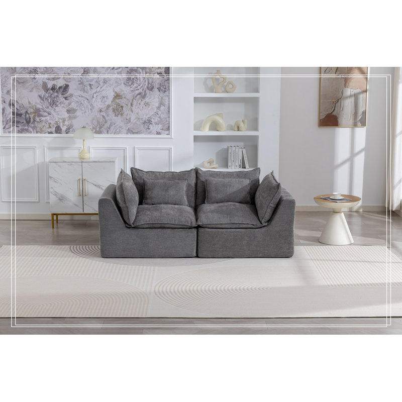 Causeuse avec siège profond et pollows, Antique Grey