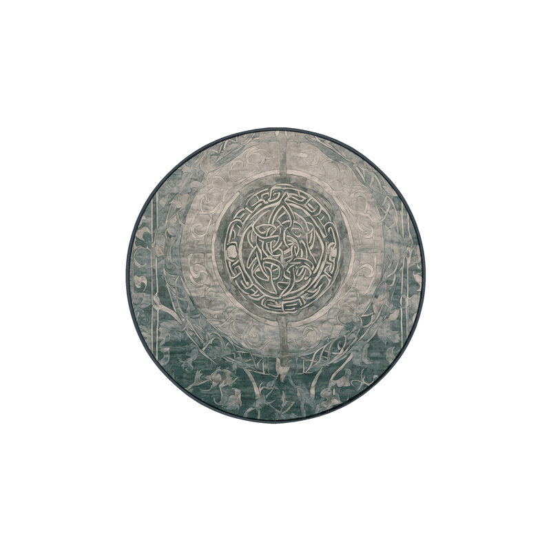 Machine Washable Gray Area Rug, Round 7'