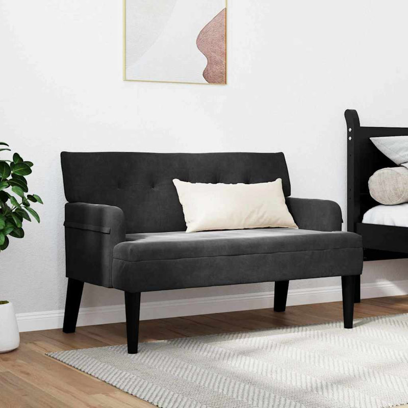 Banc Chesterfield Vidaxl noir 44,09 po x 25,79 po x 29,53 po en velours, Noir