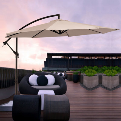Parasol de patio rond en porte-à-faux de 10 pi avec contrepoids