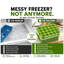 2 Pack Silicone Ice Cube Trays with Lids, Spill-Proof Stackable Design, Sturdy Reusable Freezer Trays, 20 Cubes Each Tray, Green