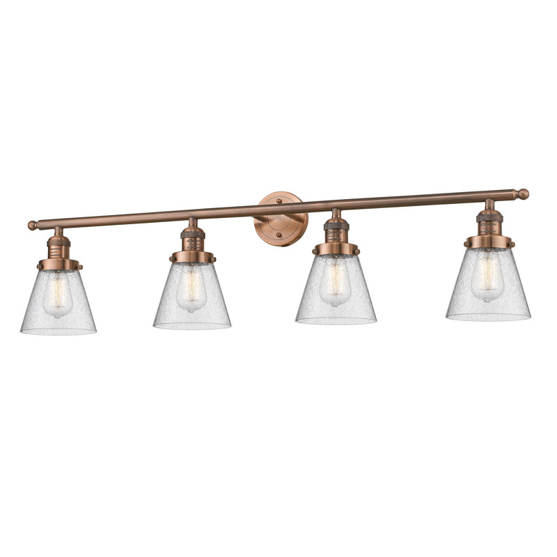 4 - Light Dimmable Vanity Light, Seedy, Antique Copper